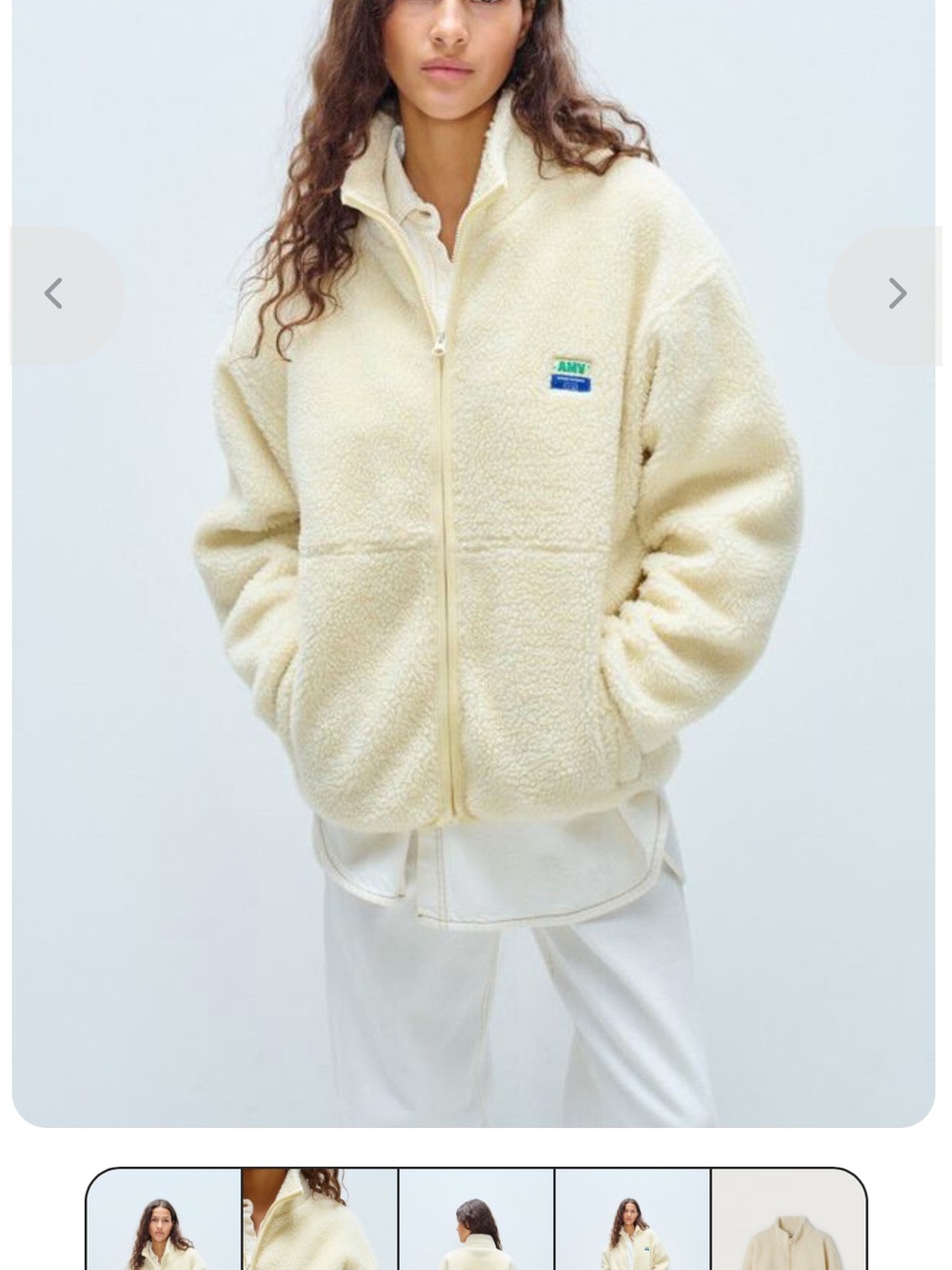 American Vintage Cream Teddy Sherpa Zip Jacket